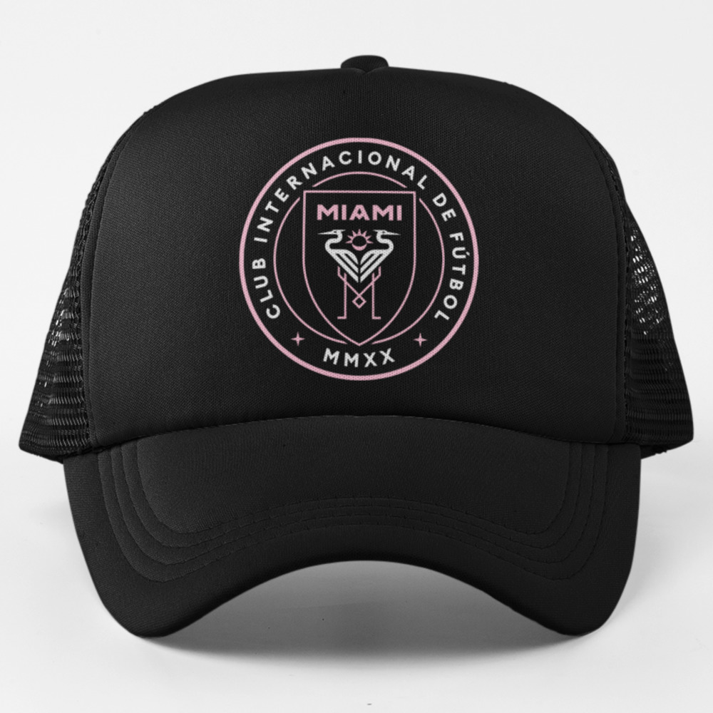 NEW Inter Miami Roundel Foam Trucker Mesh Snapback Hat BLACK
